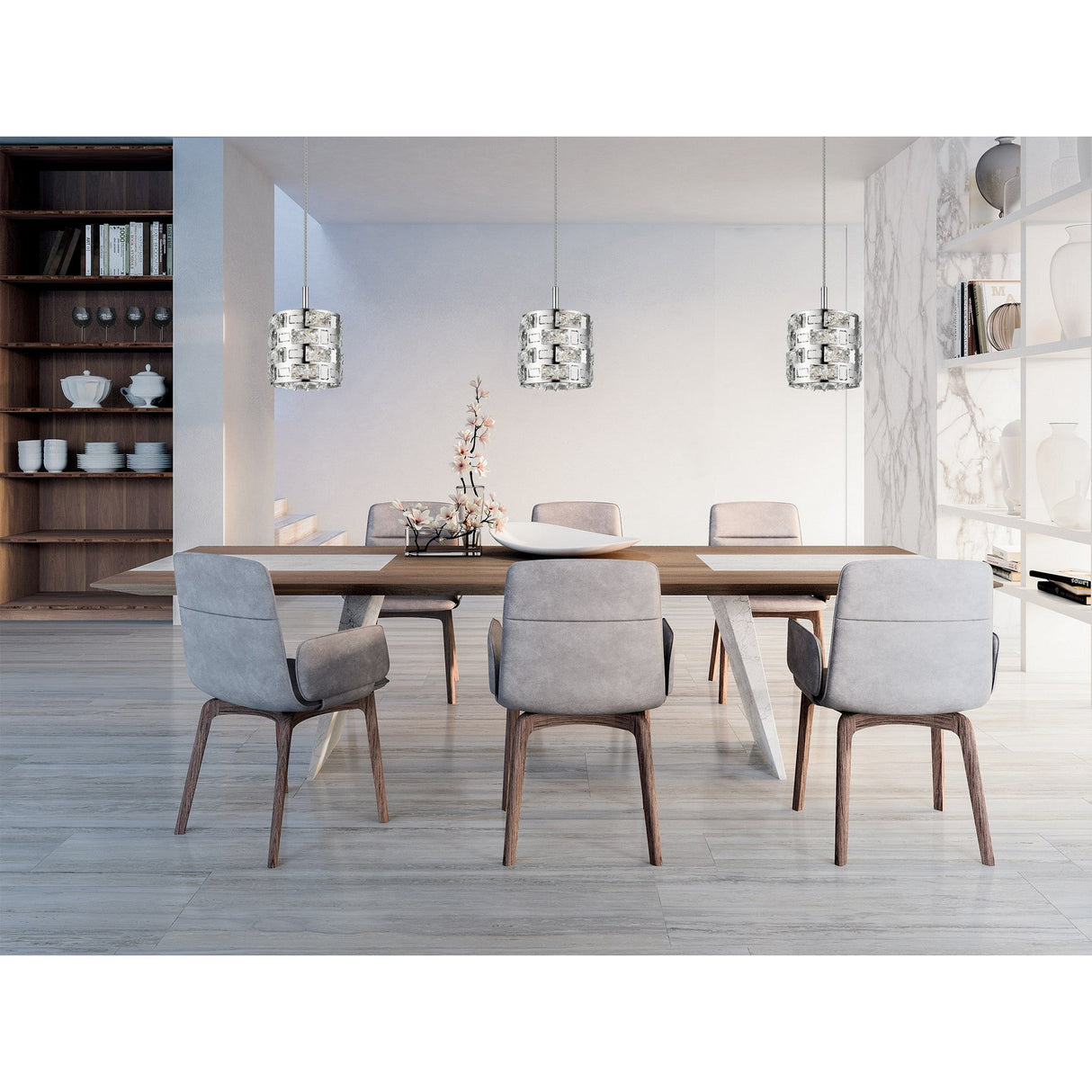 Solara 1 Light Crystal Pendant Light - Chrome