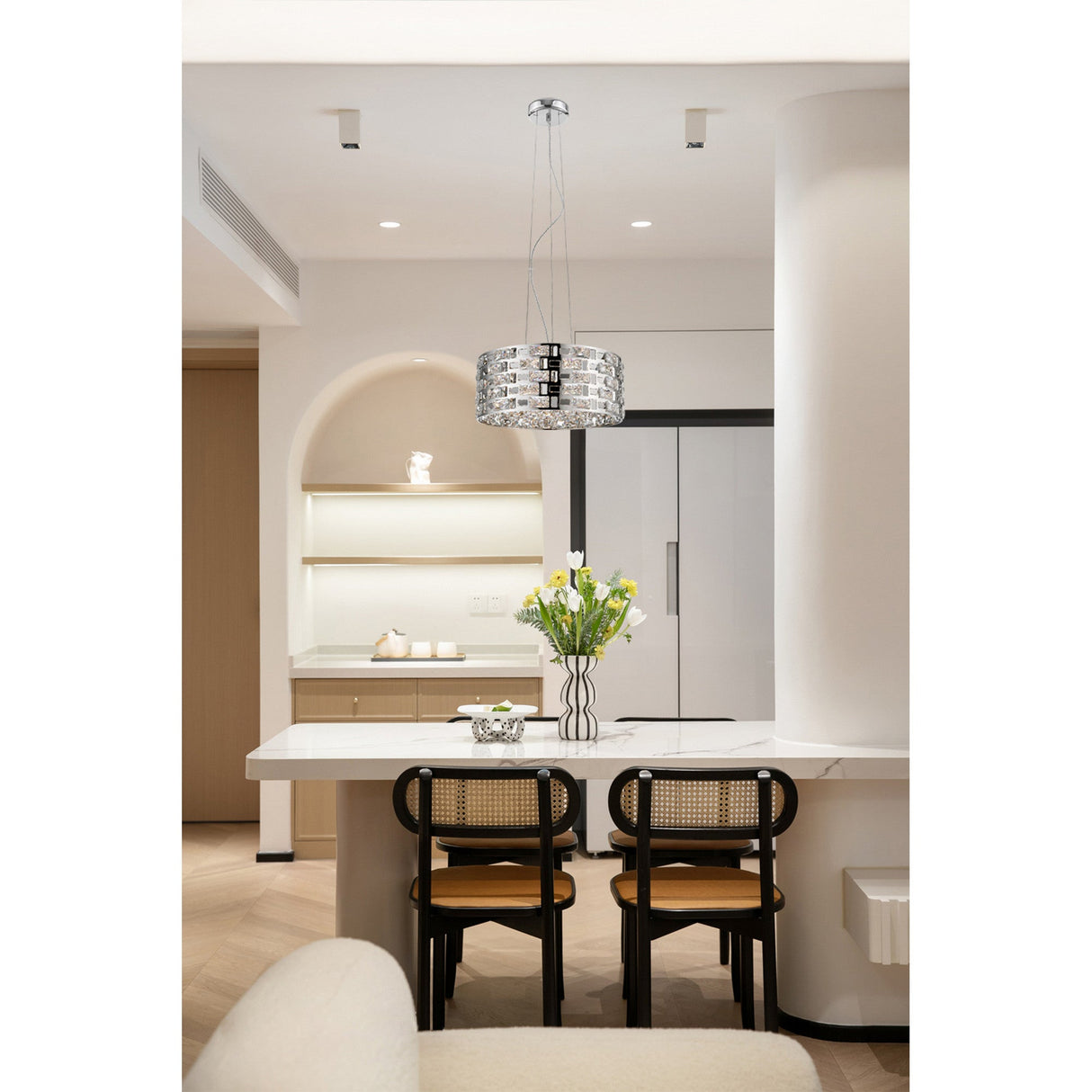 Solara 5 Light Crystal Suspension Light - Chrome
