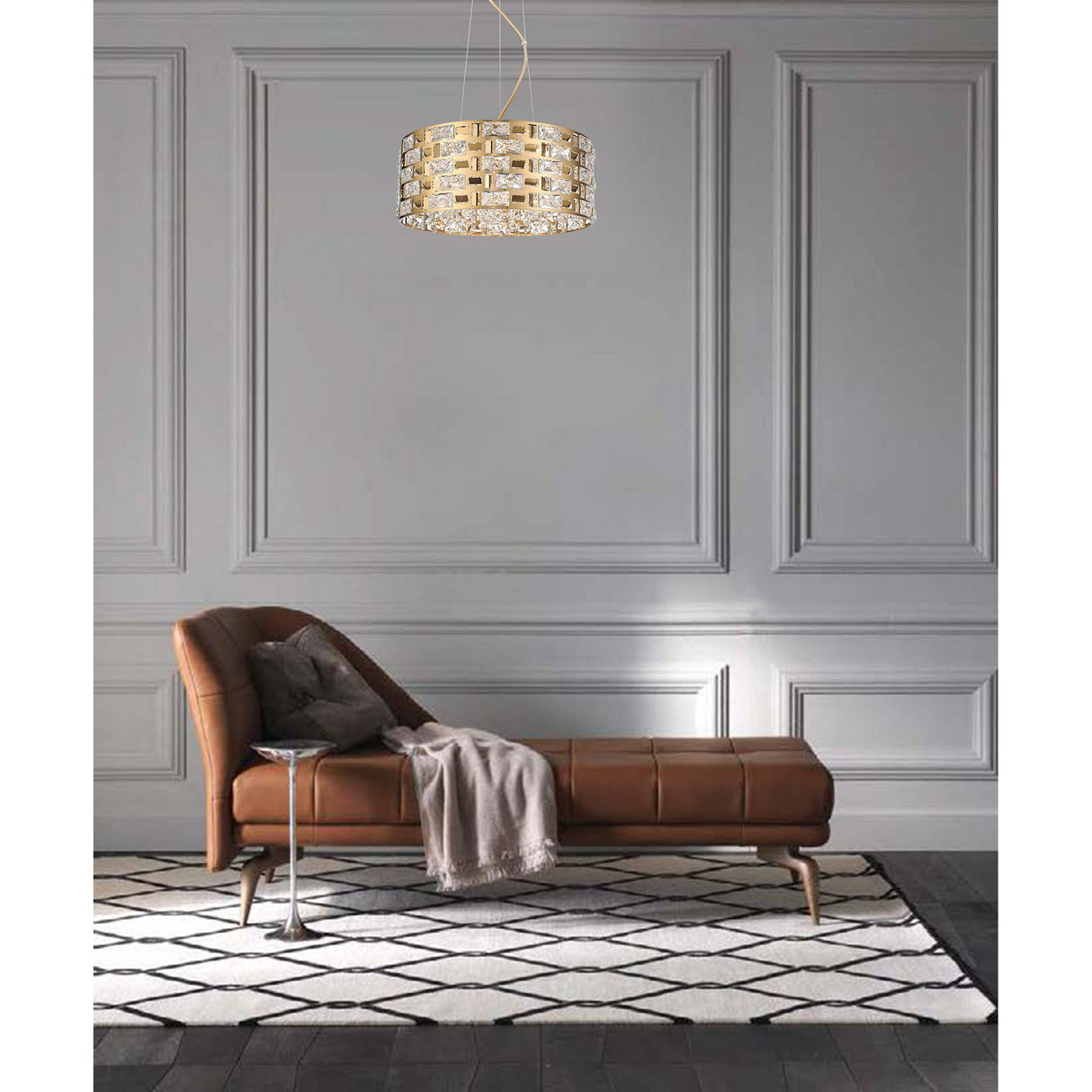 Solara 5 Light Crystal Suspension Light - Gold
