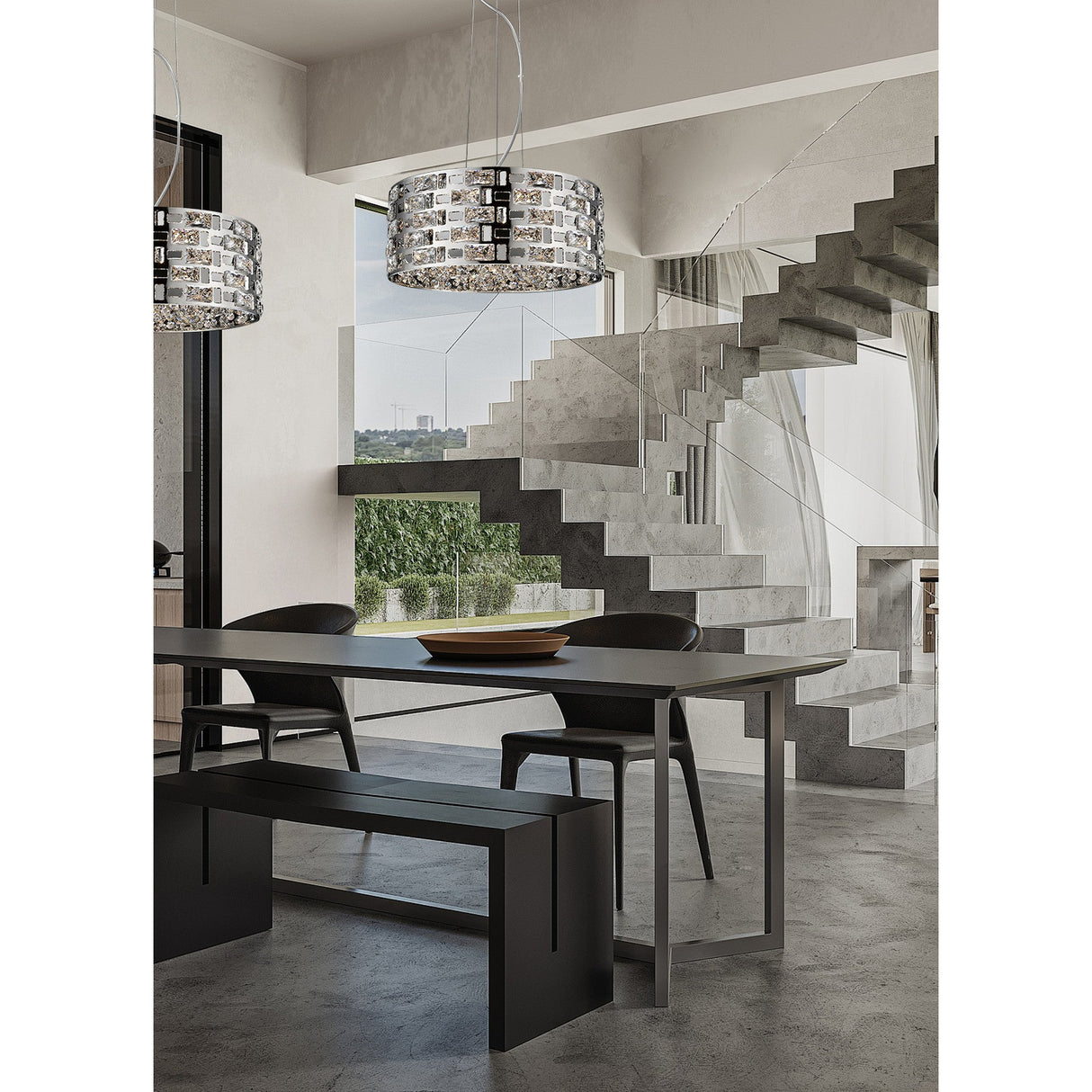 Solara 6 Light Crystal Suspension Light - Chrome