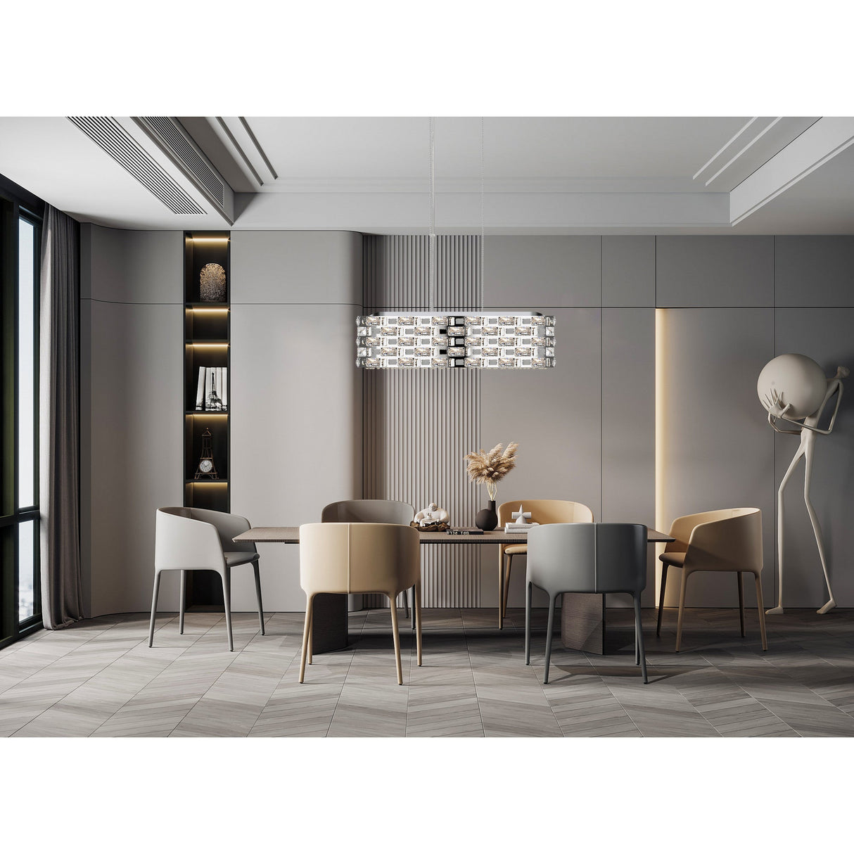 Solara 6 Light Crystal Island Suspension Light - Chrome