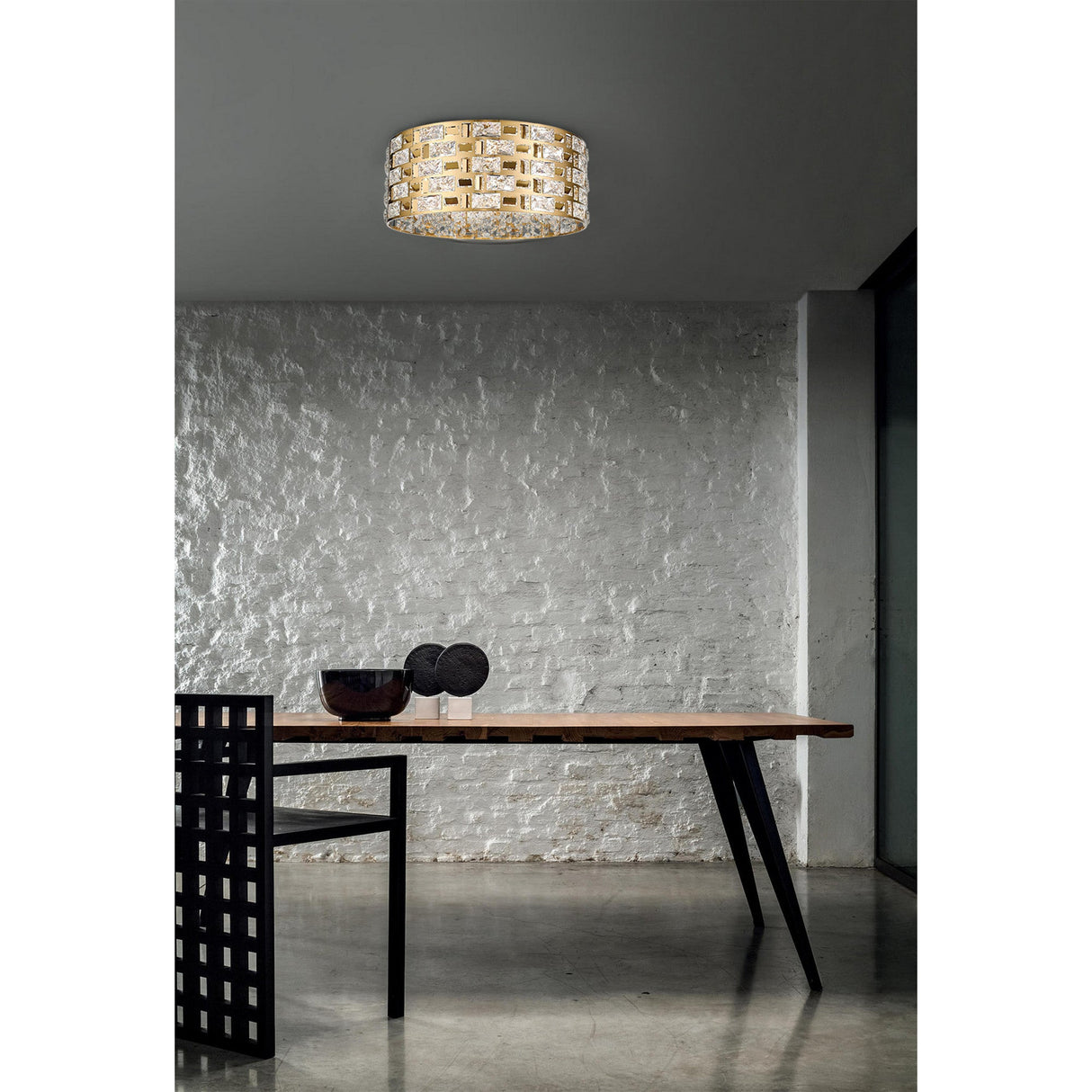 Solara 6 Light Crystal Flush Light - Gold