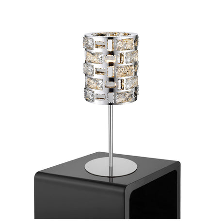 Solara 1 Light Crystal Table Lamp - Chrome