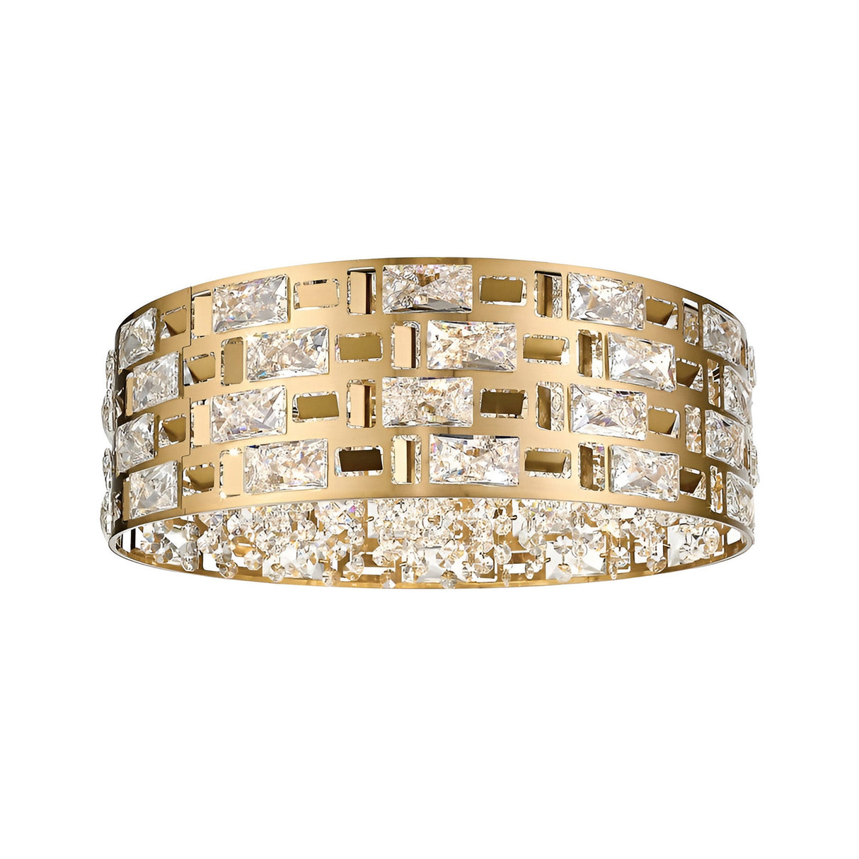 Solara 6 Light Crystal Flush Light - Gold