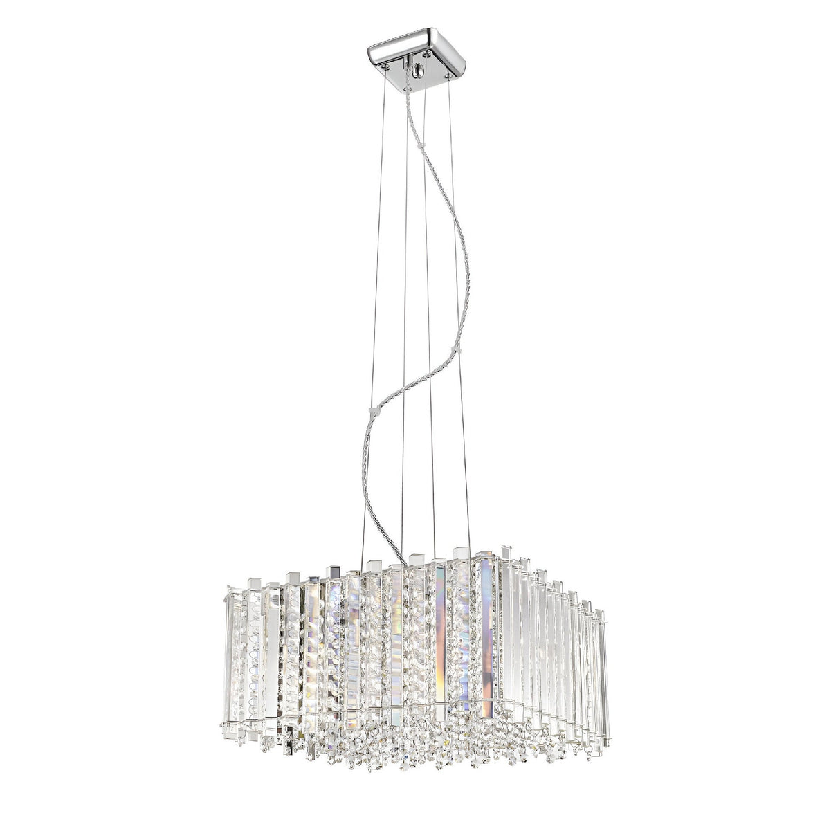 Glint 5 Light Clear Crystal Suspension Light - Chrome