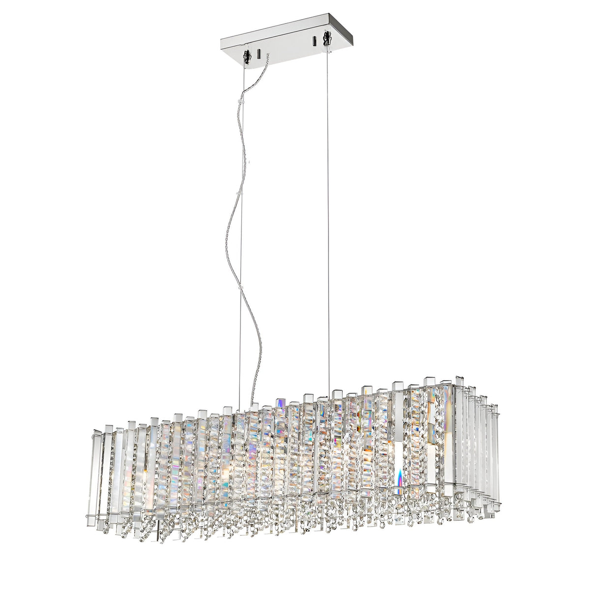 Glint 7 Light Clear Crystal Island Suspension - Chrome