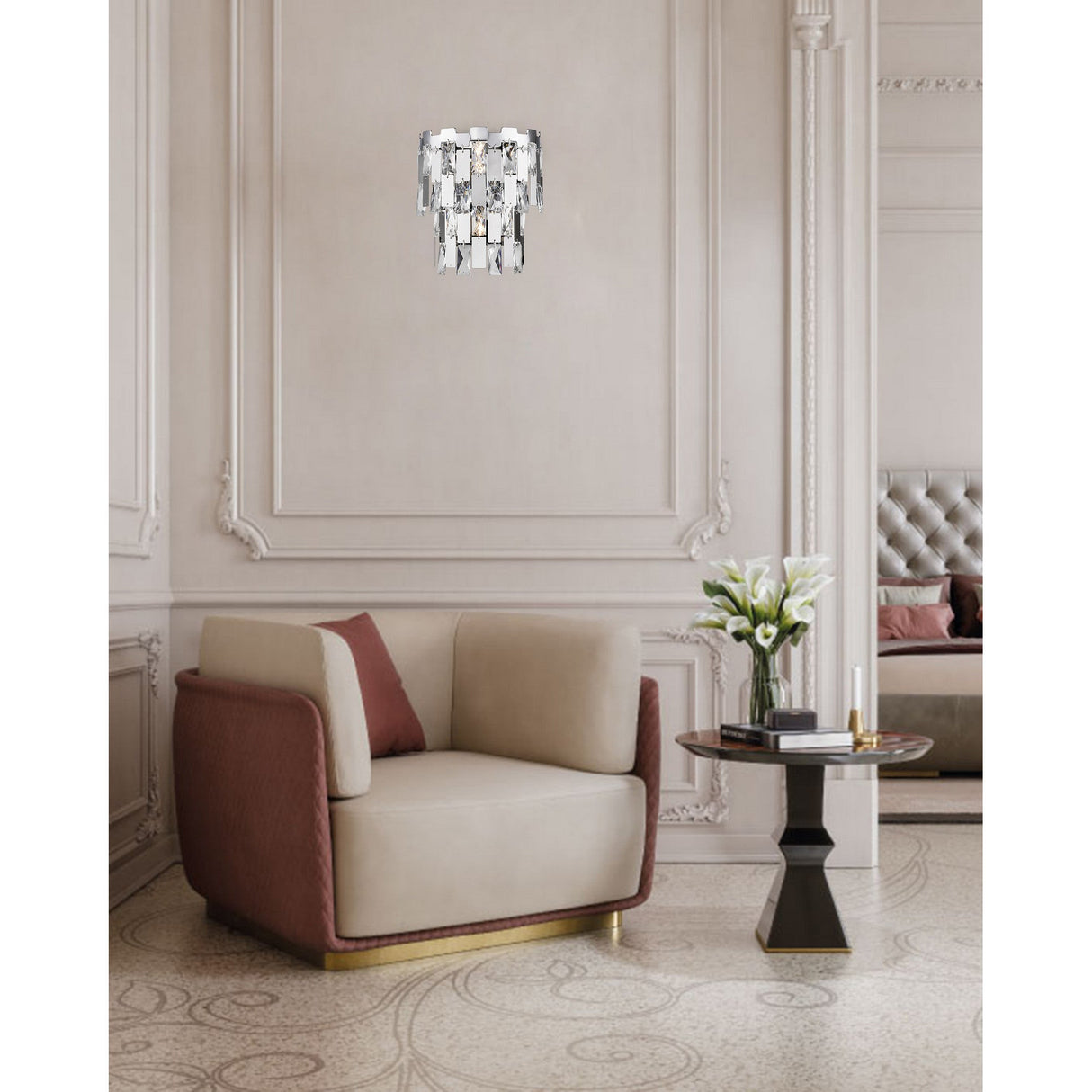 Sylva 2 Light Crystal Wall Light - Chrome