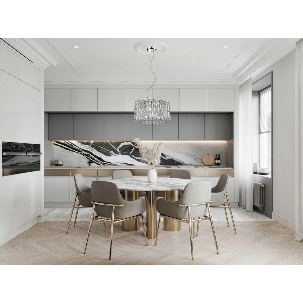 Allara 5 Light Crystal Suspension Light - Chrome