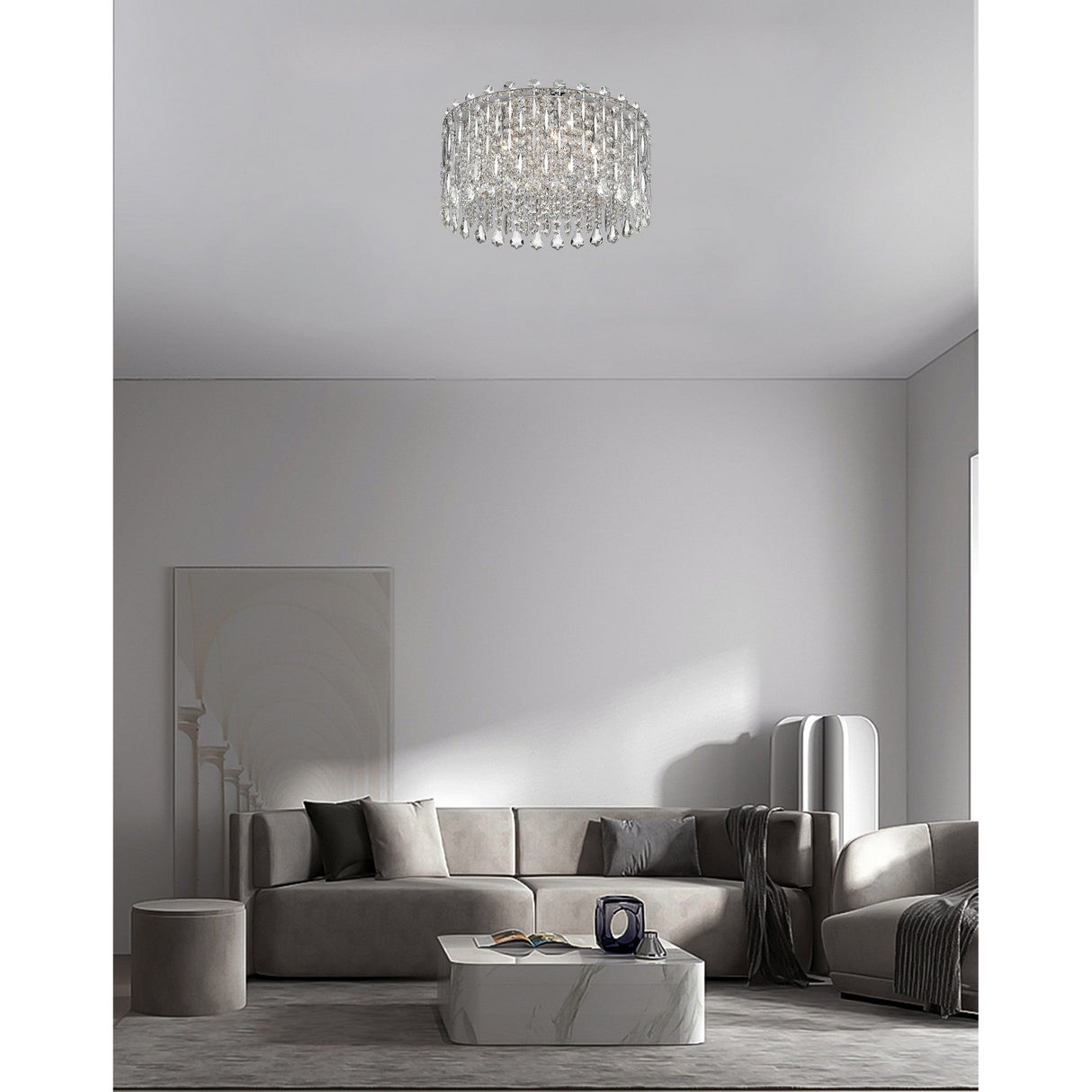 Allara 5 Light Crystal Flush Ceiling Light - Chrome