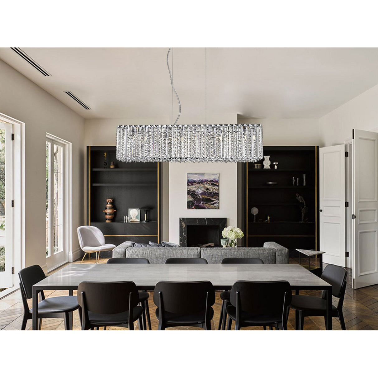 Dione 7 Light Crystal Island Suspension Light - Chrome