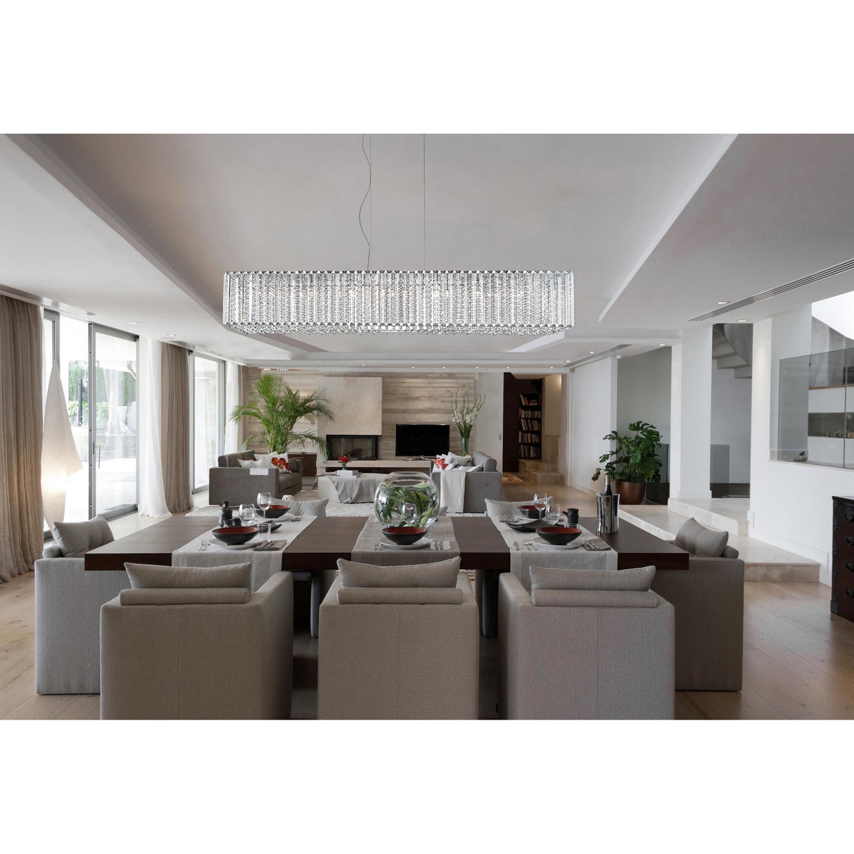 Dione 11 Light Crystal Island Suspension Light - Chrome