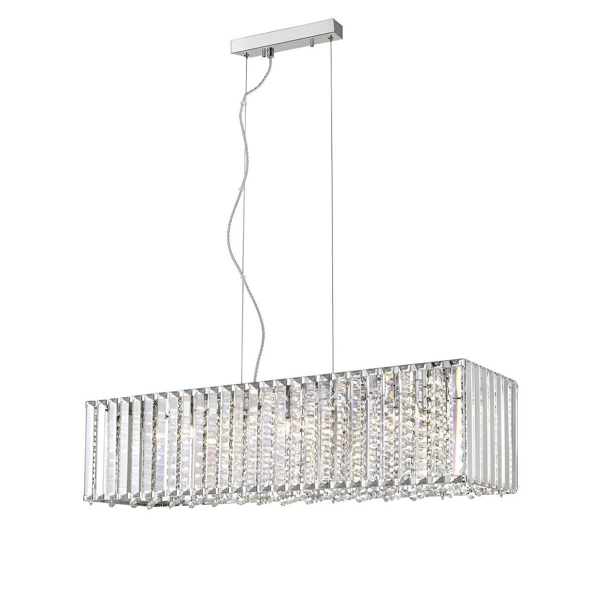 Dione 7 Light Crystal Island Suspension Light - Chrome