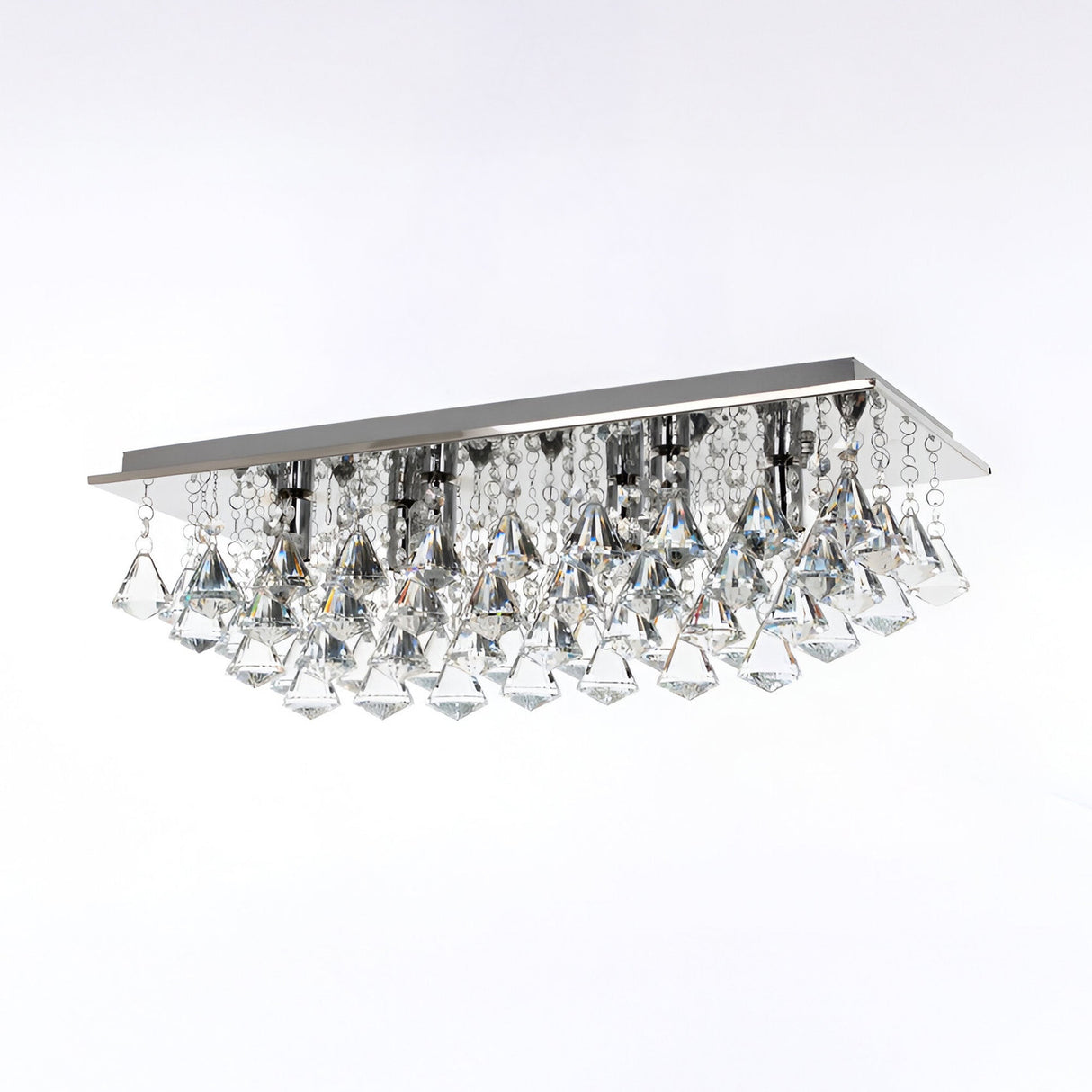 Luma 6 Light Crystal Square Flush Chandelier - Chrome