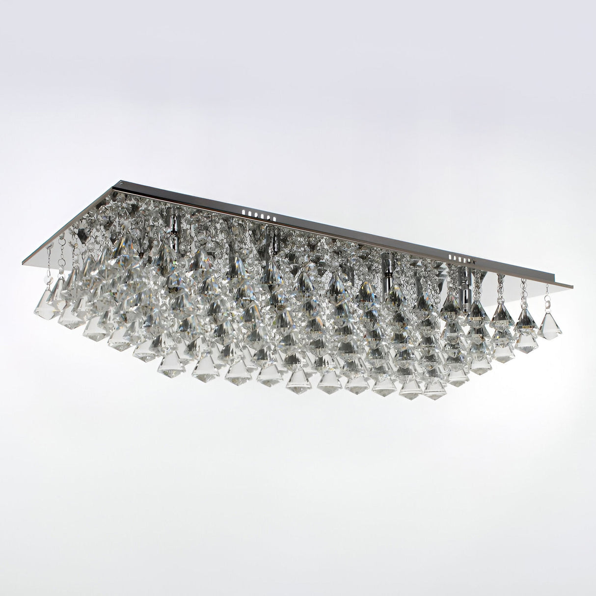 Luma 8 Light Crystal Square Flush Chandelier - Chrome