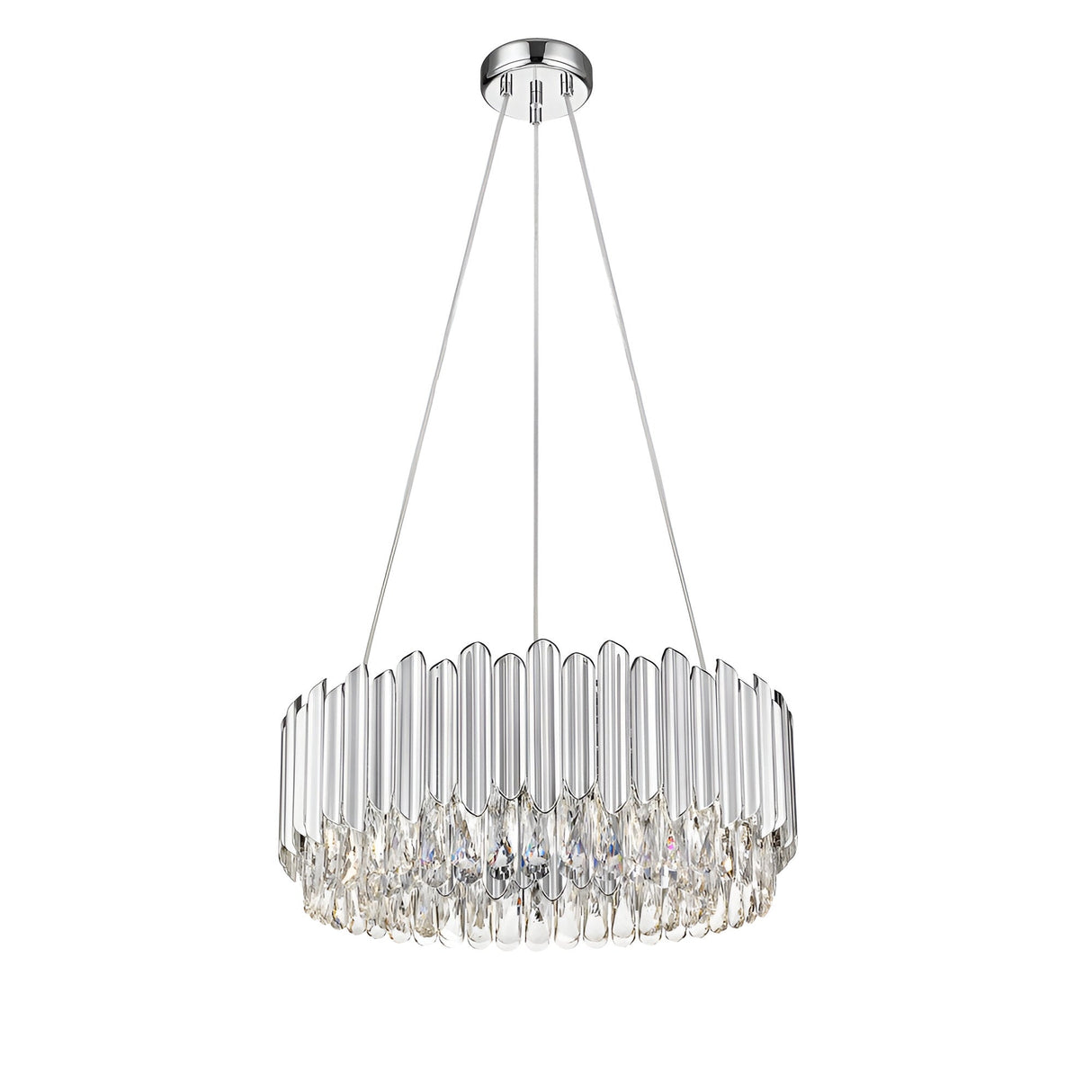 Drift 6 Light Crystal Suspension Light - Chrome