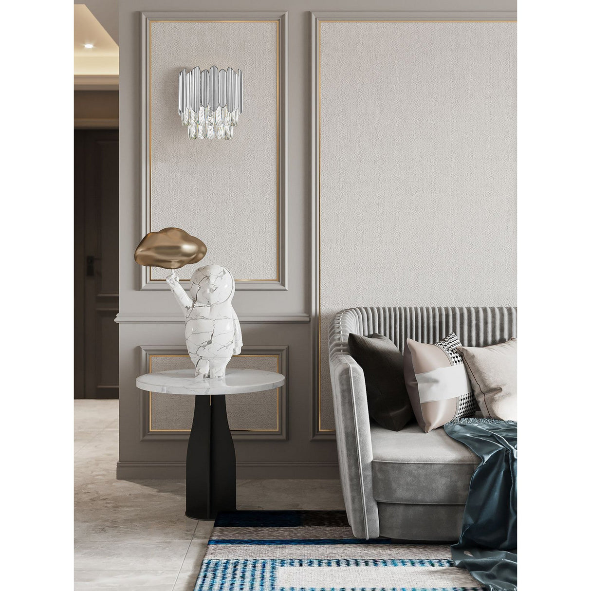 Drift 1 Light Crystal Wall Light - Chrome