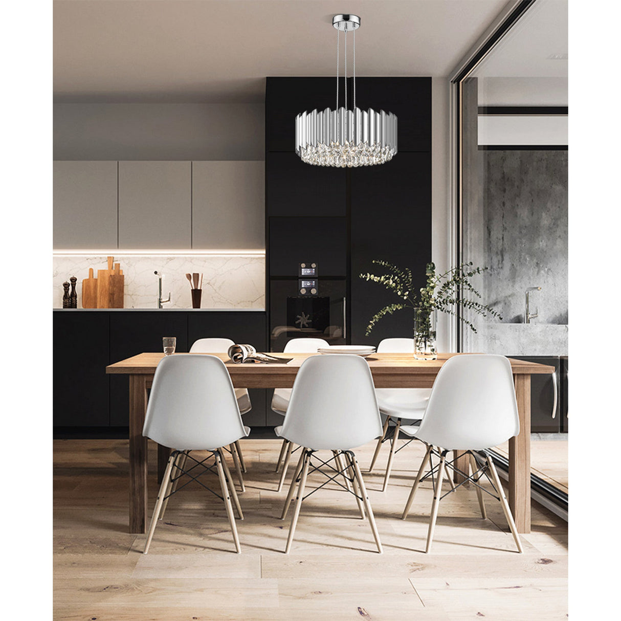 Drift 5 Light Crystal Suspension Light - Chrome