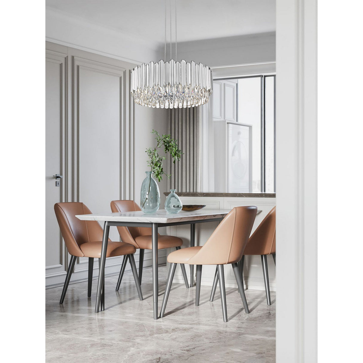 Drift 6 Light Crystal Suspension Light - Chrome