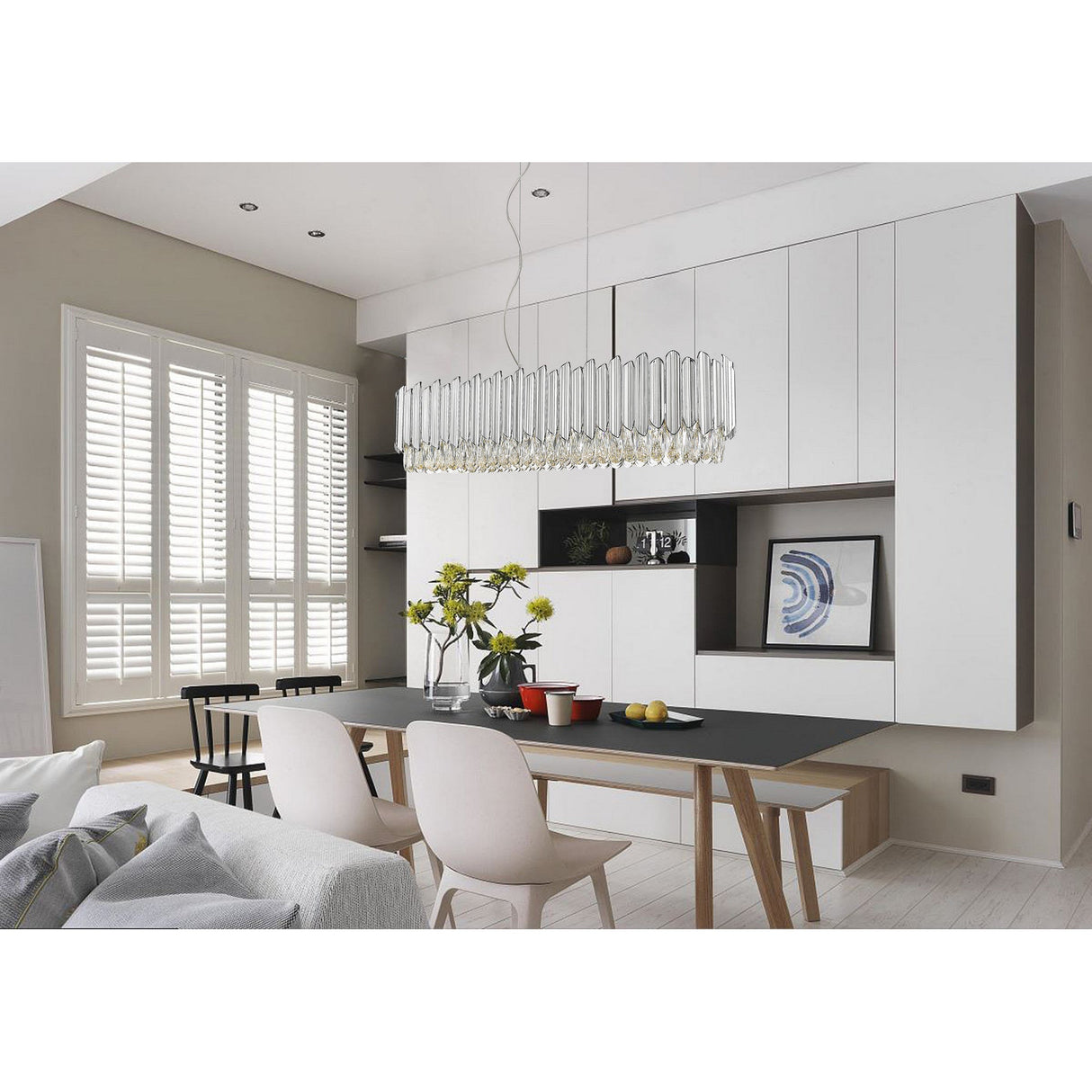 Drift 6 Light Crystal Island Suspension - Chrome