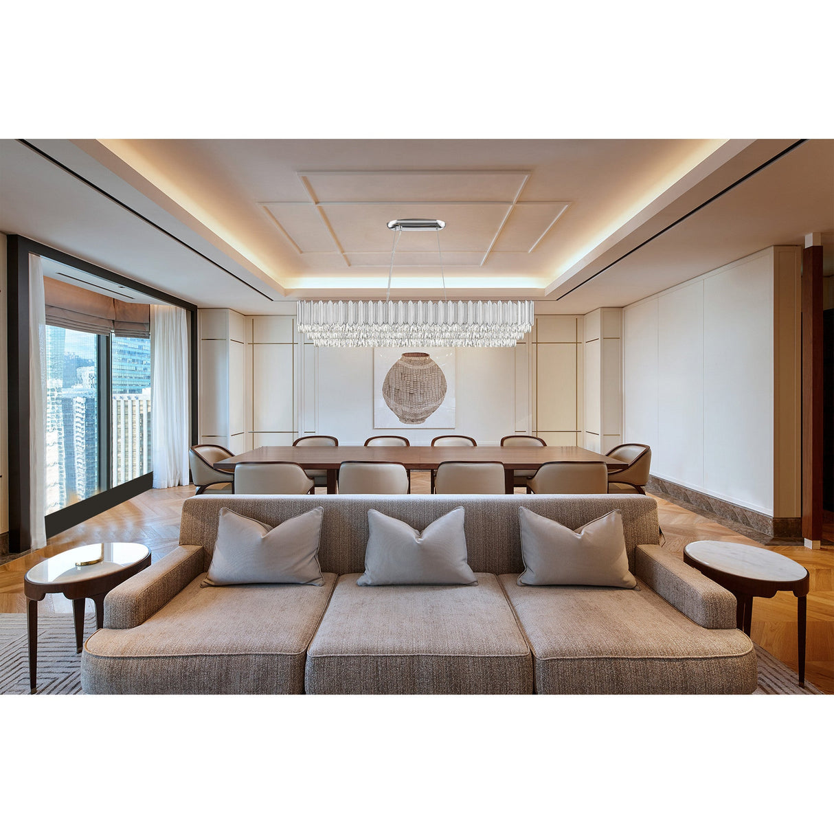 Drift 11 Light Crystal Island Suspension - Chrome