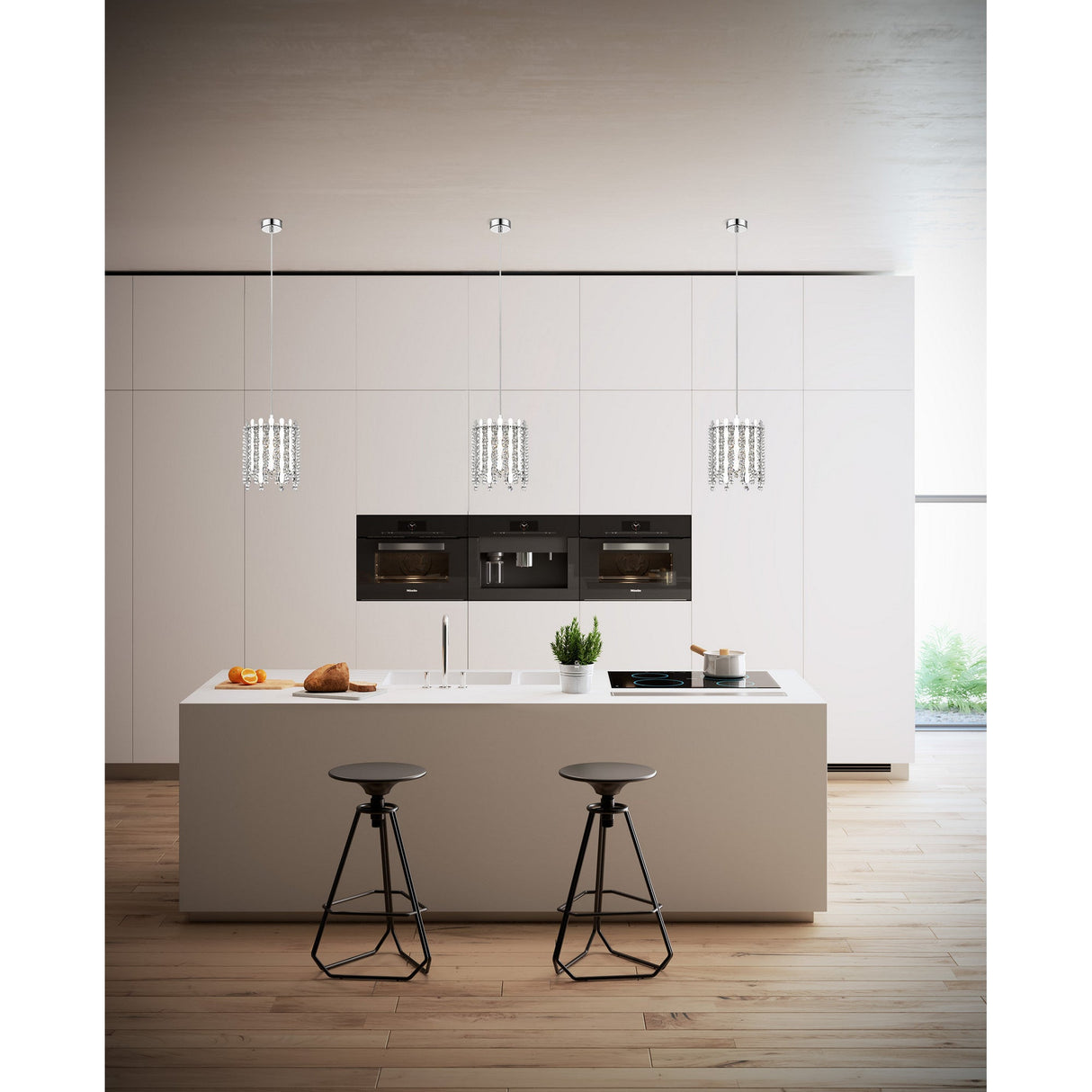 Oceans 1 Light Crystal Pendant Light - Chrome