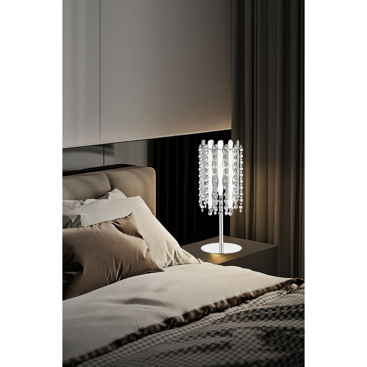 Oceans 1 Light Crystal Table Lamp - Chrome