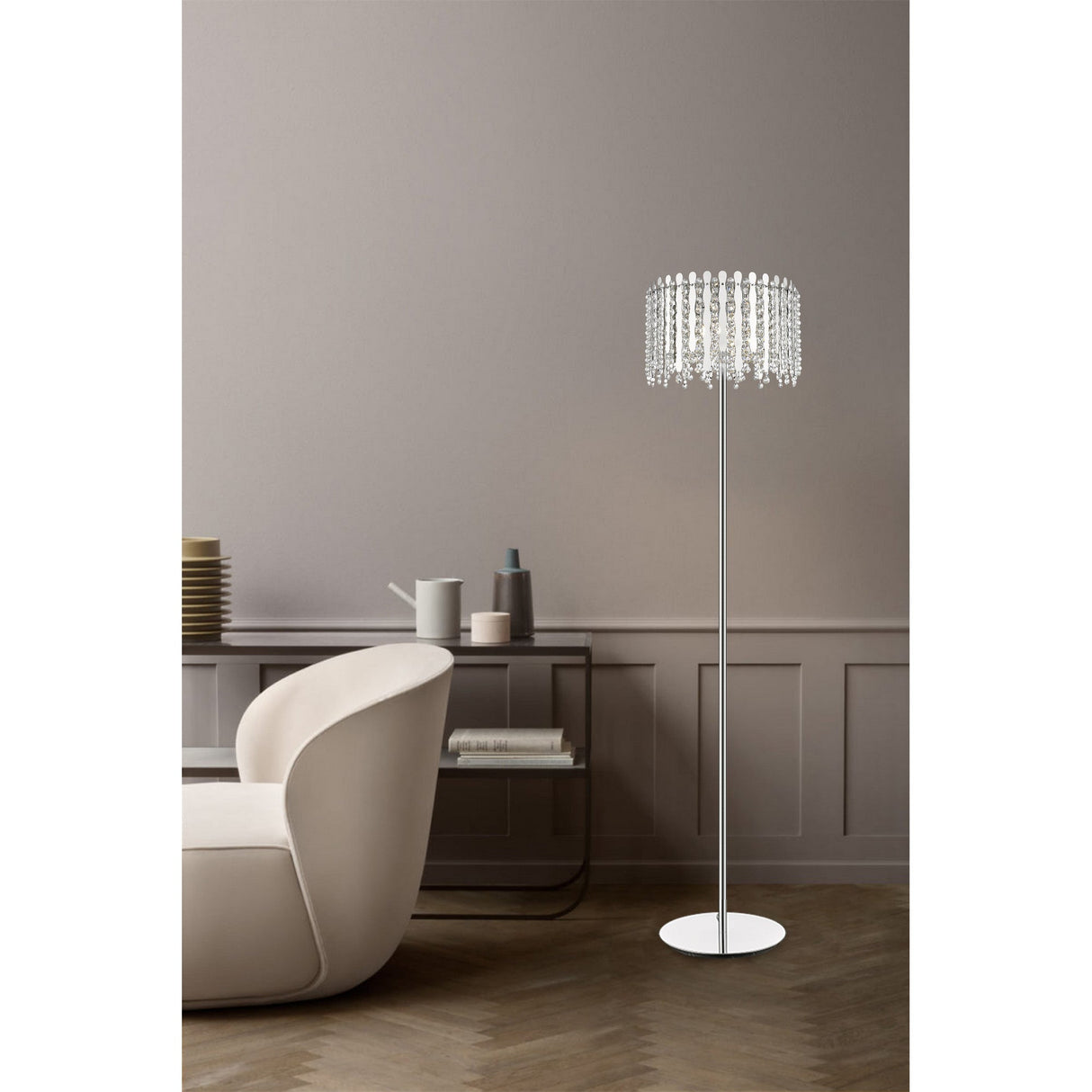 Oceans 3 Light Crystal Floor Lamp - Chrome