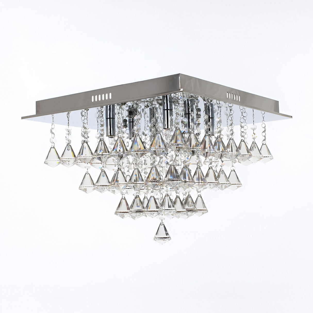 Luma 6 Light Crystal Square Drop Flush Light - Chrome