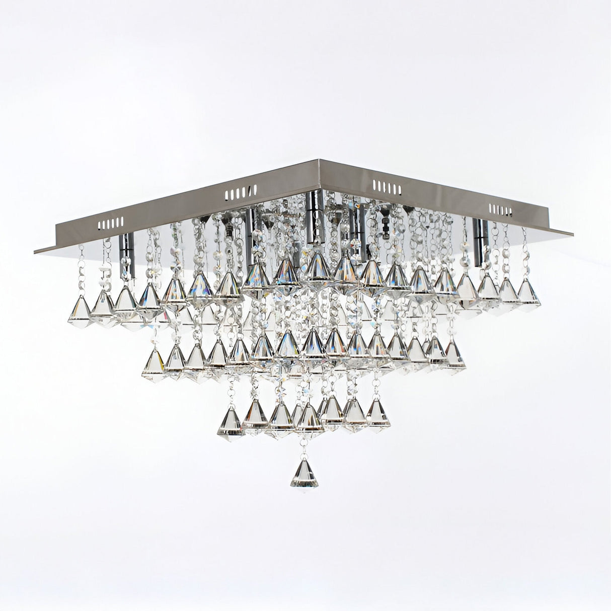 Luma 8 Light Crystal Square Drop Flush Light - Chrome