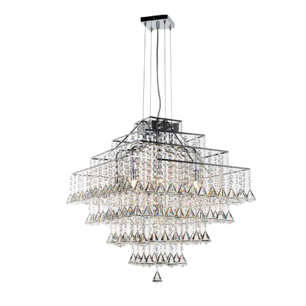 Luma 10 Light Crystal Pyramid-Tiered Chandelier - Chrome