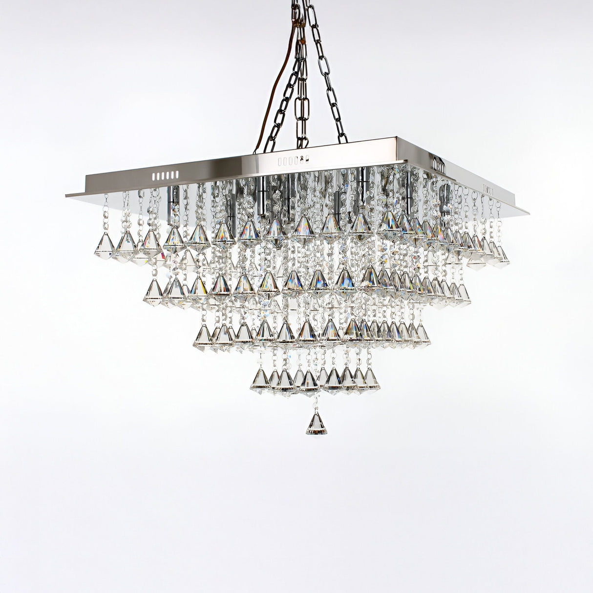 Luma 12 Light Crystal Square Drop Chandelier - Chrome