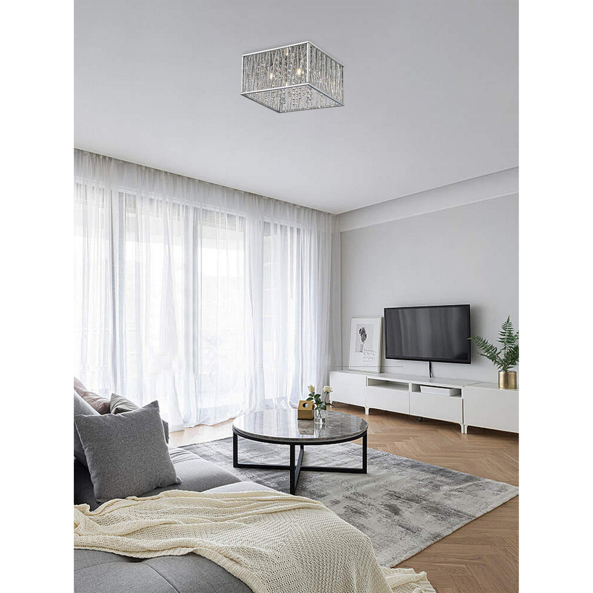 Melden 4 Light Crystal Flush Light - Chrome