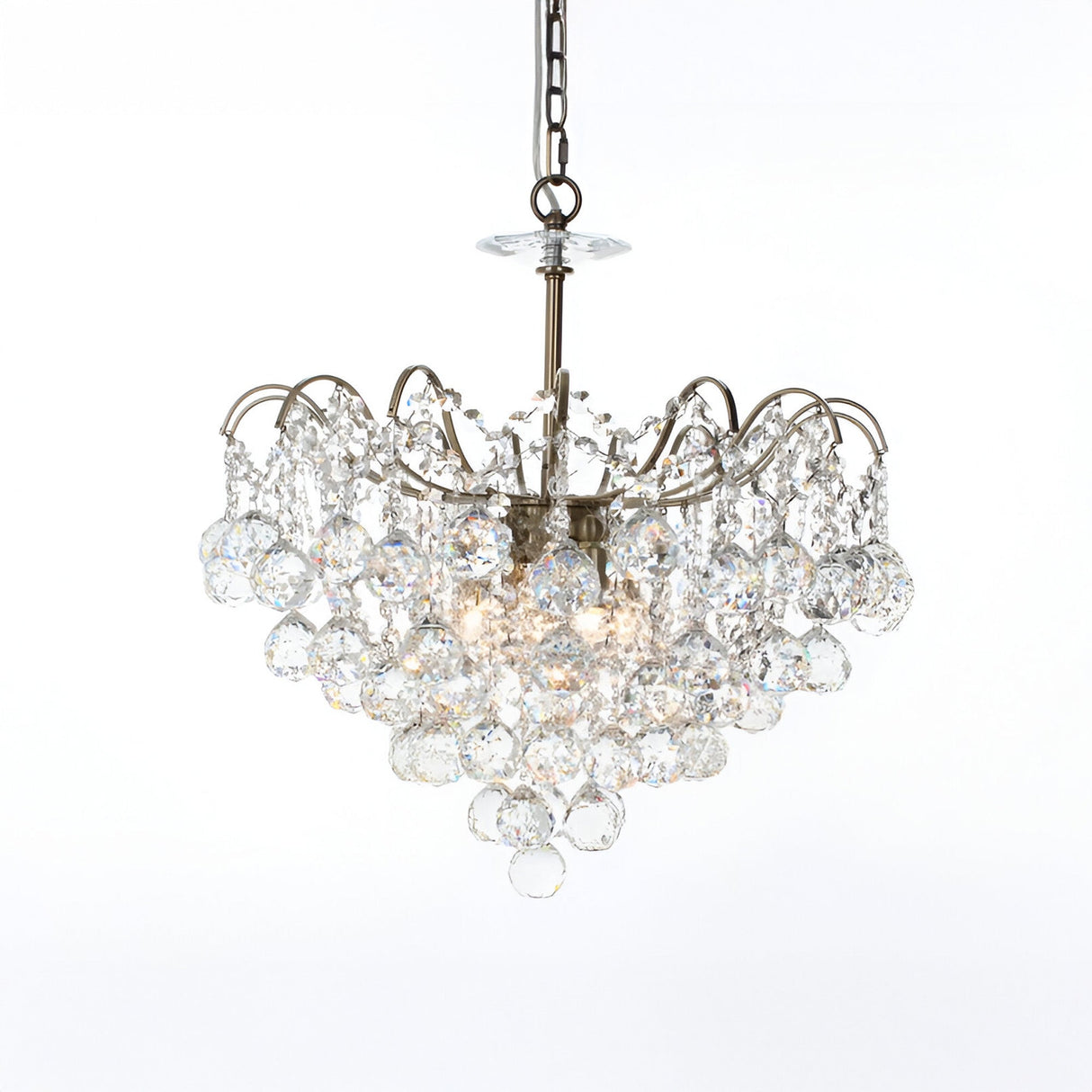 Kira 5 Light Crystal Drops Chandelier - Antique Brass