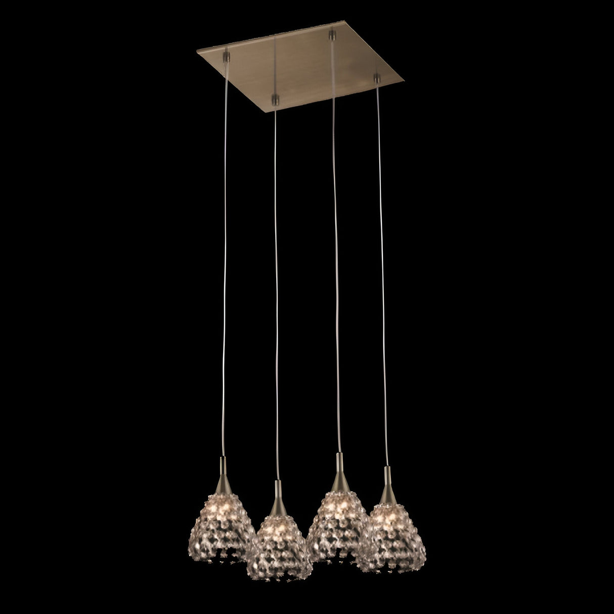 Simara 4 Light Crystal Cluster Pendant Light - Antique Brass