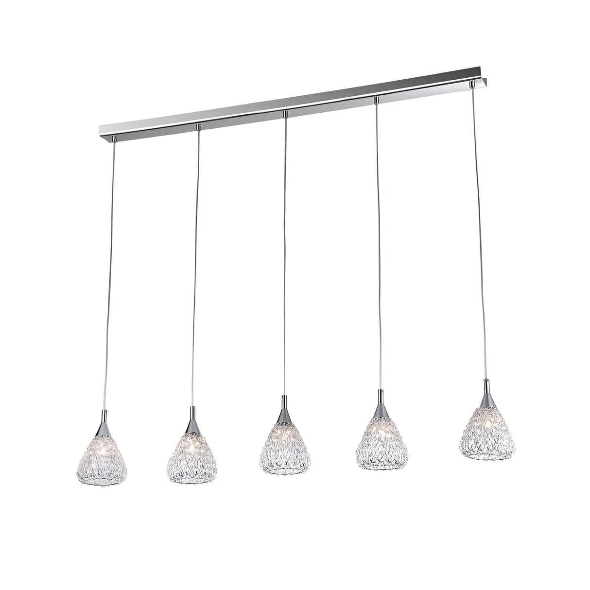 Simara 5 Light Crystal Bar Pendant - Chrome