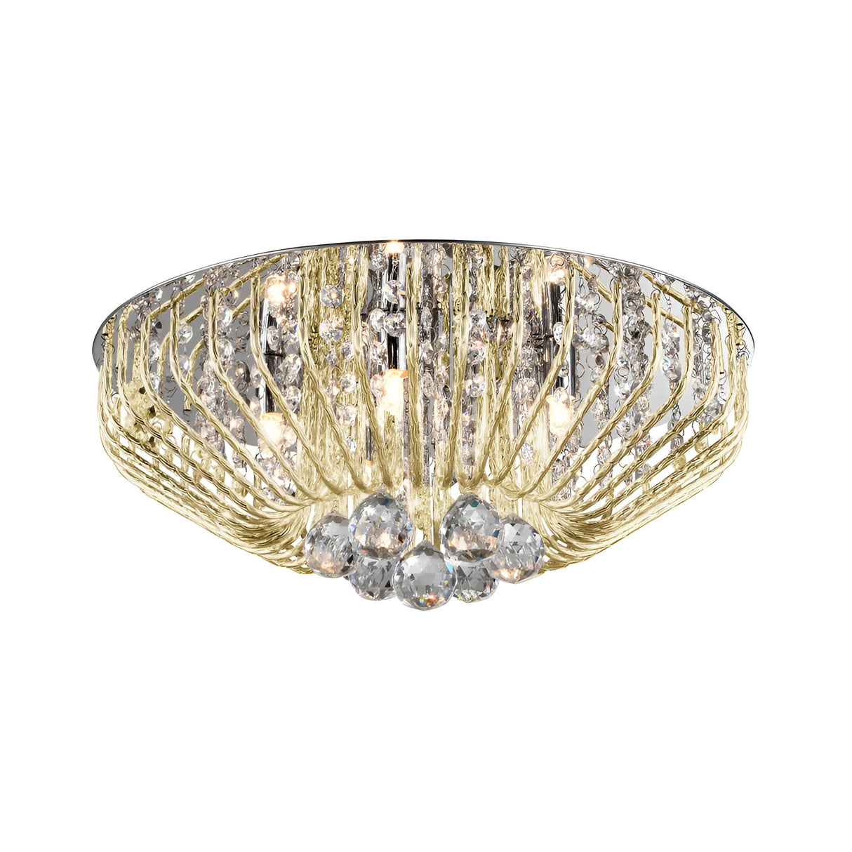 Varo 5 Light Crystal Flush Light - Gold