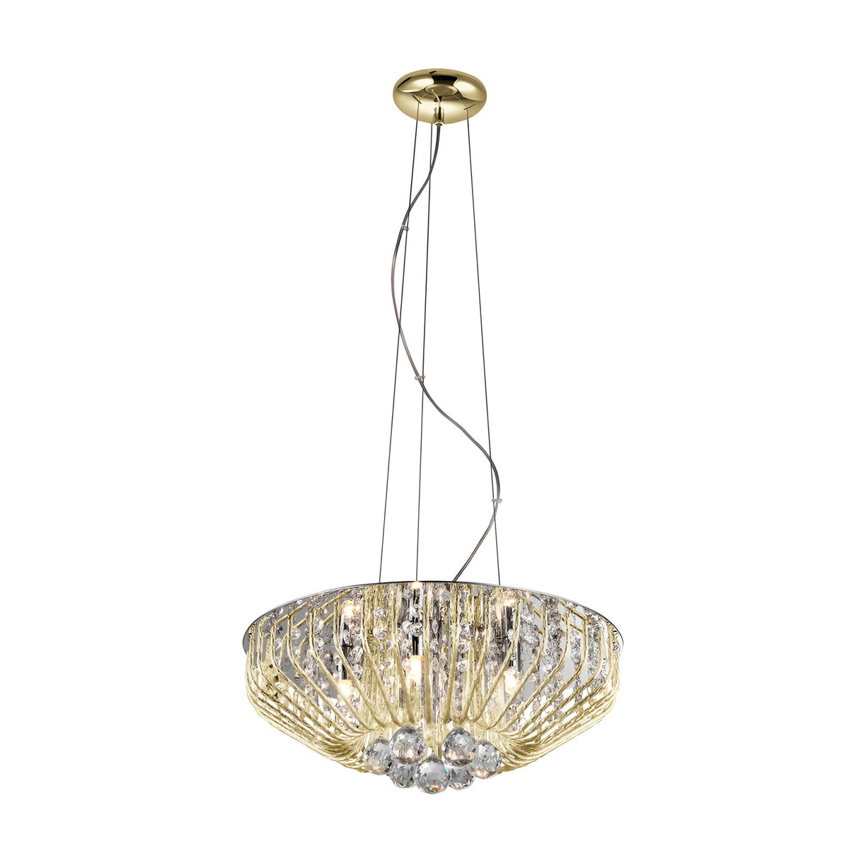Varo 6 Light Crystal Suspension Light - Gold