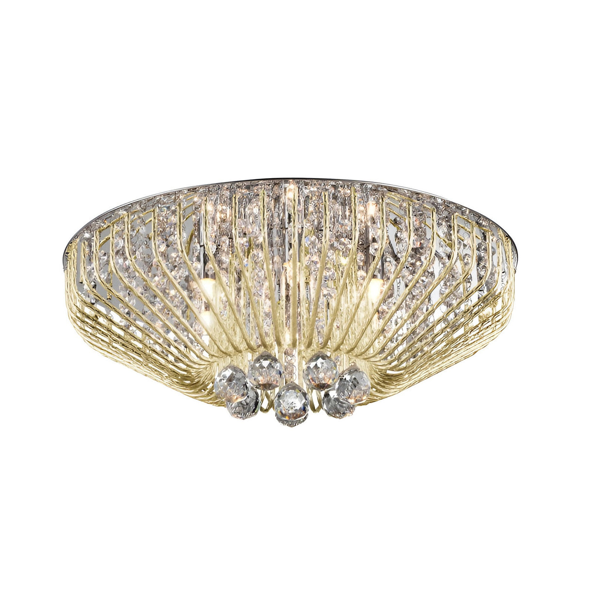 Varo 6 Light Crystal Flush Light - Gold
