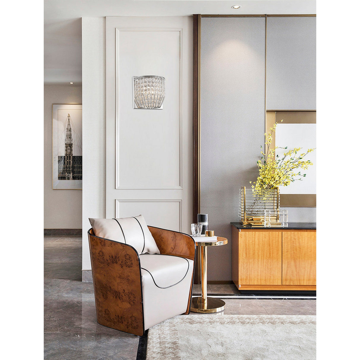 Varo 1 Light Crystal Wall Light - Chrome