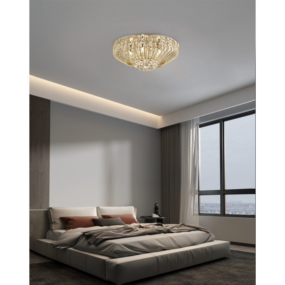 Varo 5 Light Crystal Flush Light - Gold