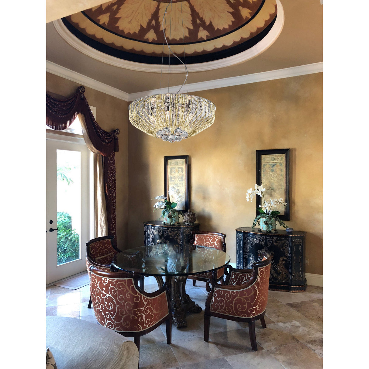 Varo 6 Light Crystal Suspension Light - Gold