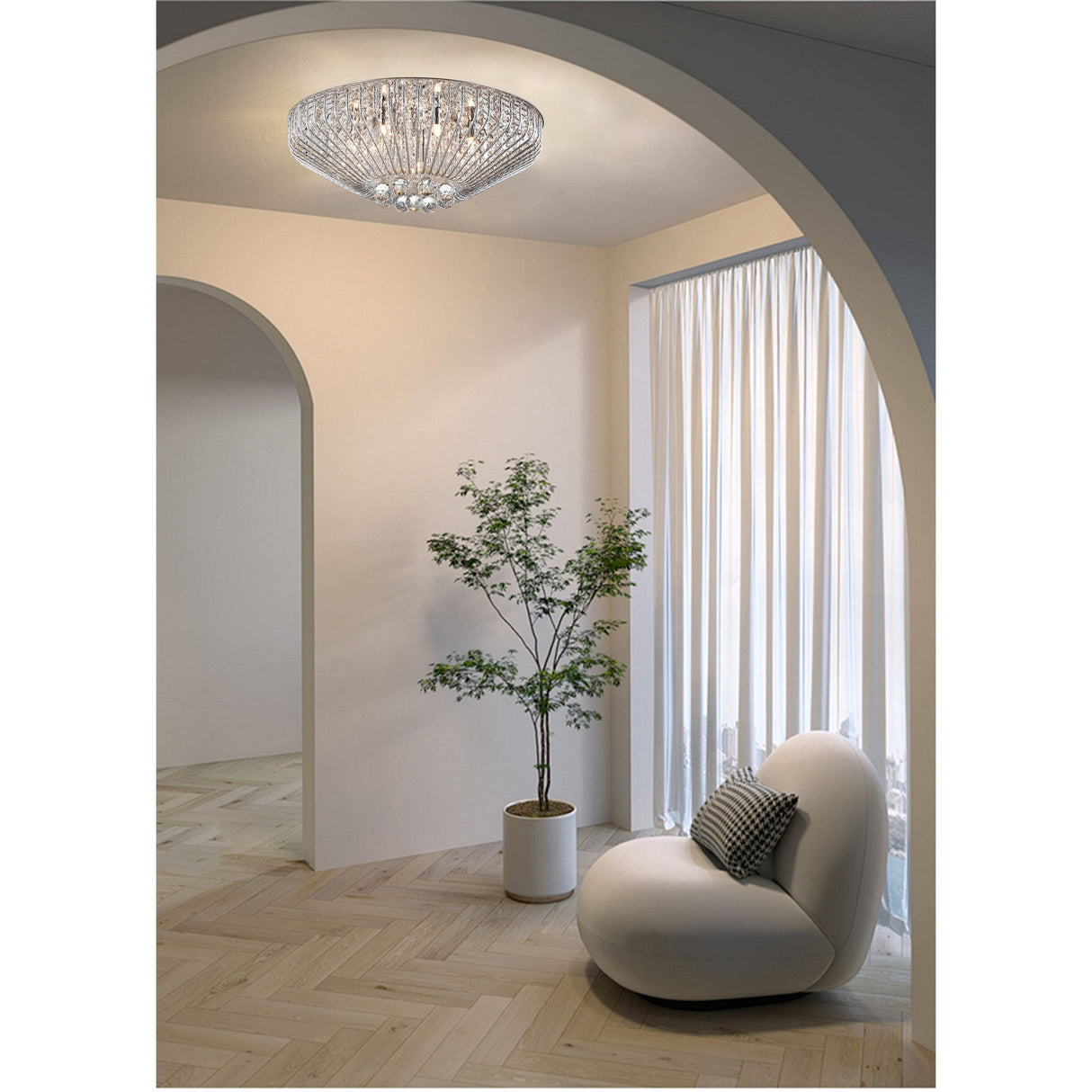 Varo 7 Light Crystal Flush Light - Chrome