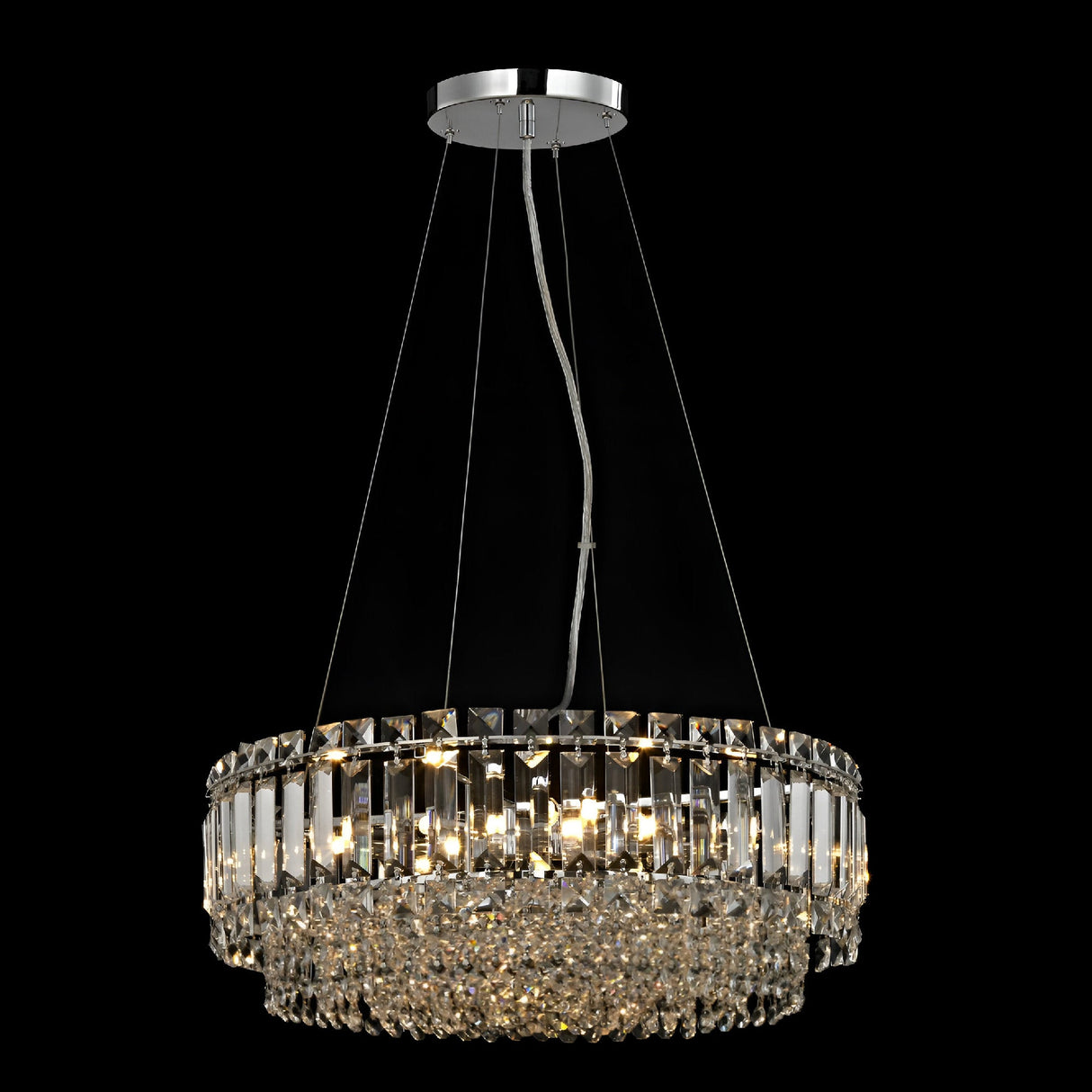 Alvera 9 Light Round Crystal Suspension Light - Chrome