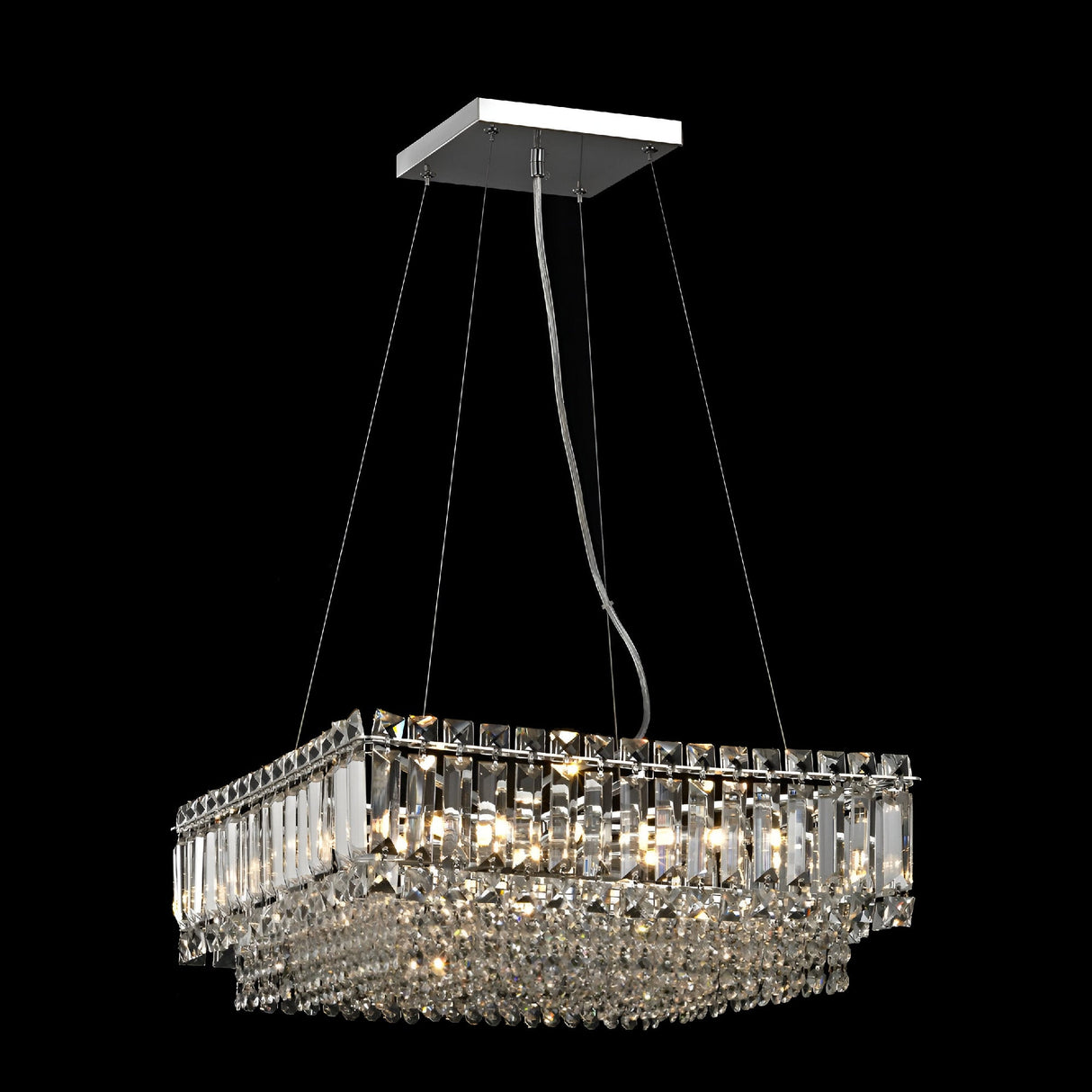 Alvera 9 Light Square Crystal Suspension Light - Chrome