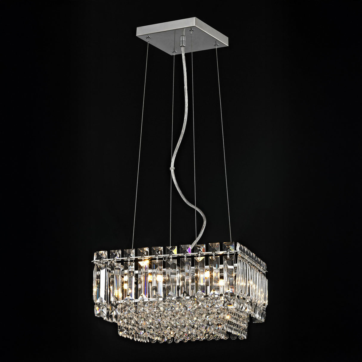 Alvera 5 Light Square Crystal Suspension Light - Chrome