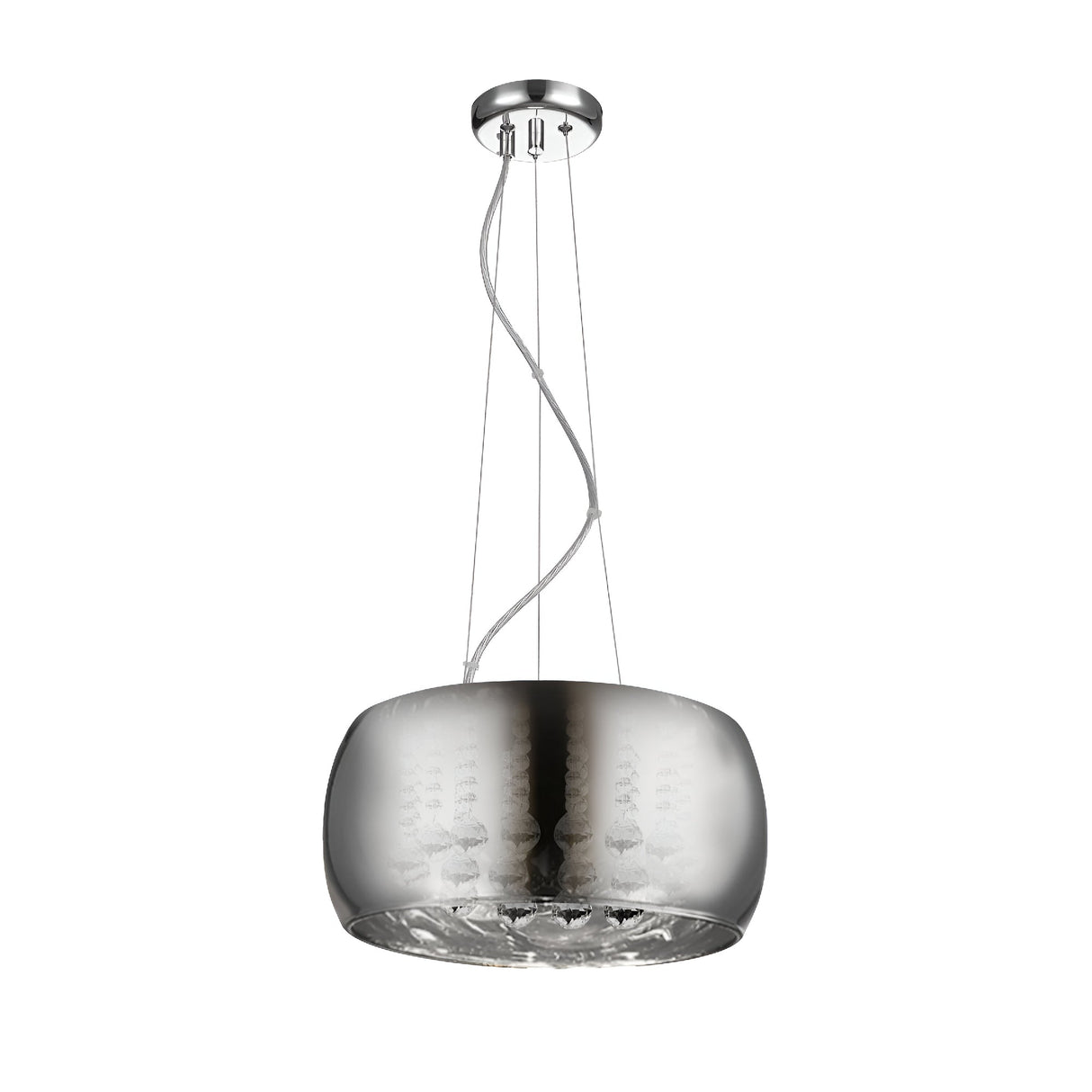 Delya 3 Light Glass & Crystal Beads Suspension Light - Chrome