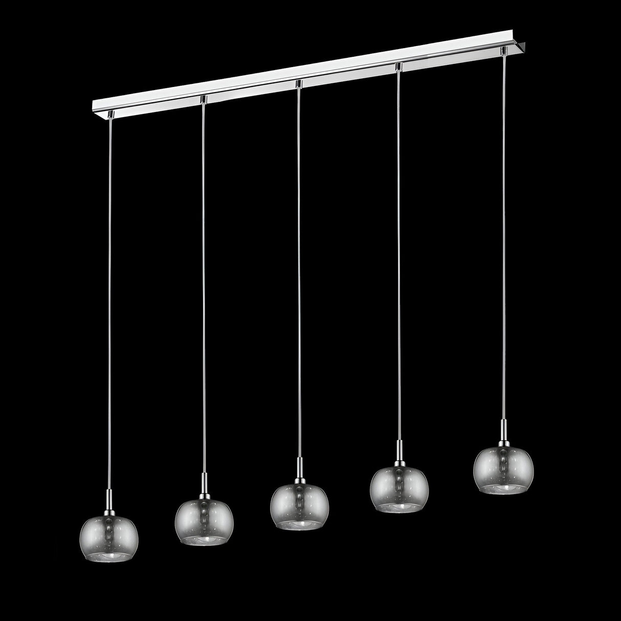 Delya 5 Light Glass & Crystal Beads Bar Pendant Light - Chrome