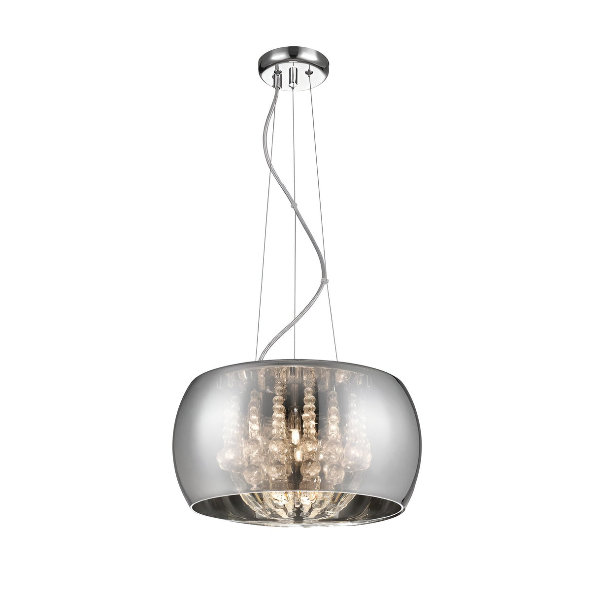 Delya 5 Light Glass & Crystal Beads Suspension Light - Chrome