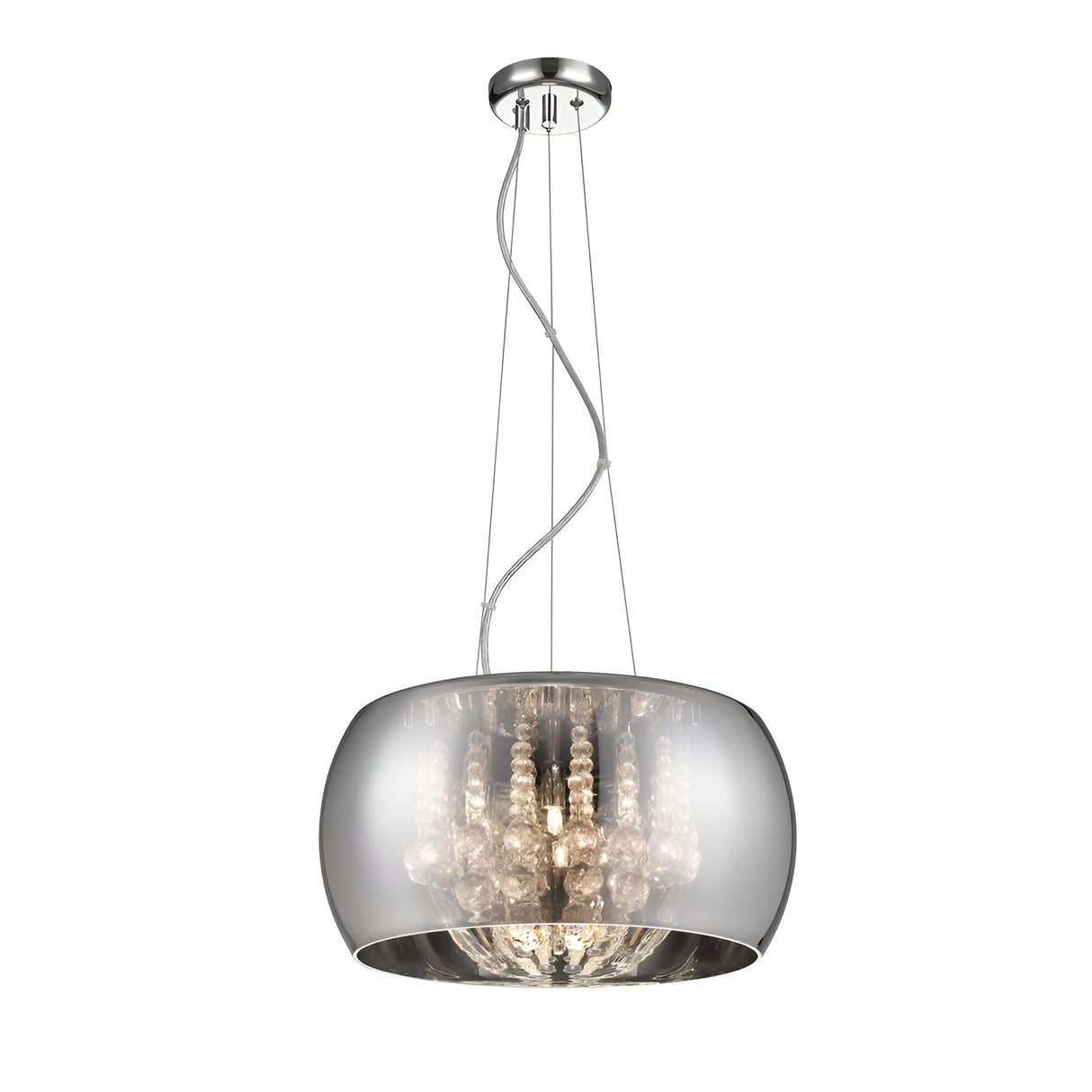 Delya 6 Light Glass & Crystal Beads Suspension Light - Chrome