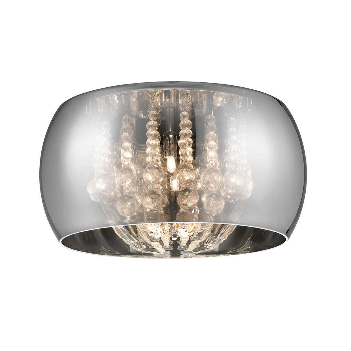 Delya 6 Light Glass & Crystal Beads Flush Light - Chrome